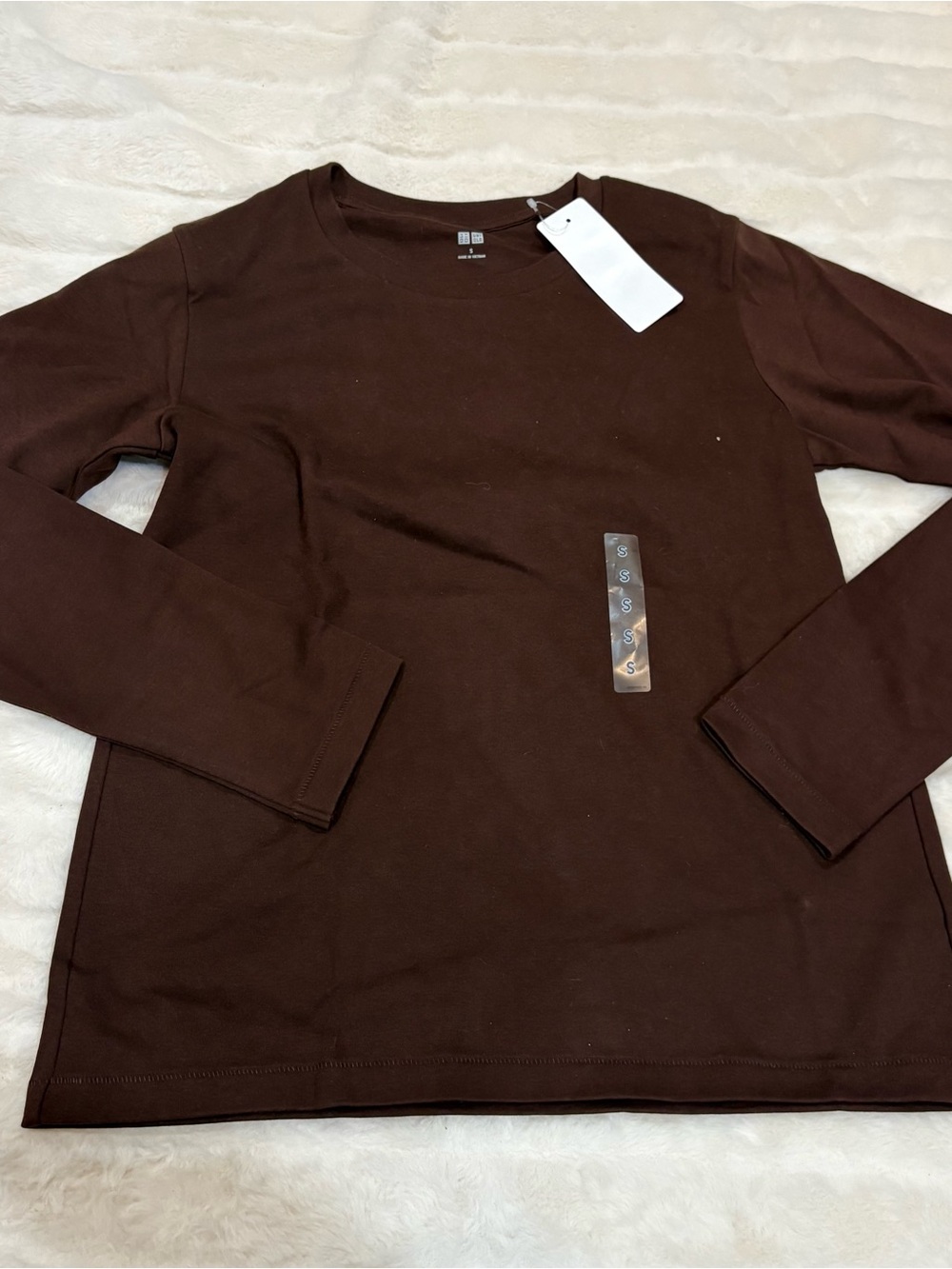 Uniqlo Women’s Long-Sleeve Crewneck Shirt - Dark Brown